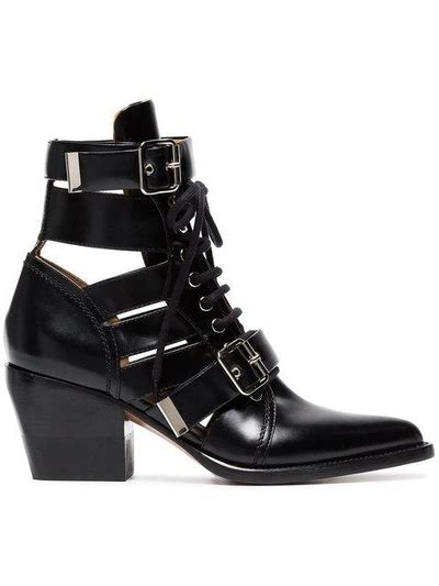 chloe rylee black|Chloé Rylee Buckle Cutout Leather Boots on SALE .